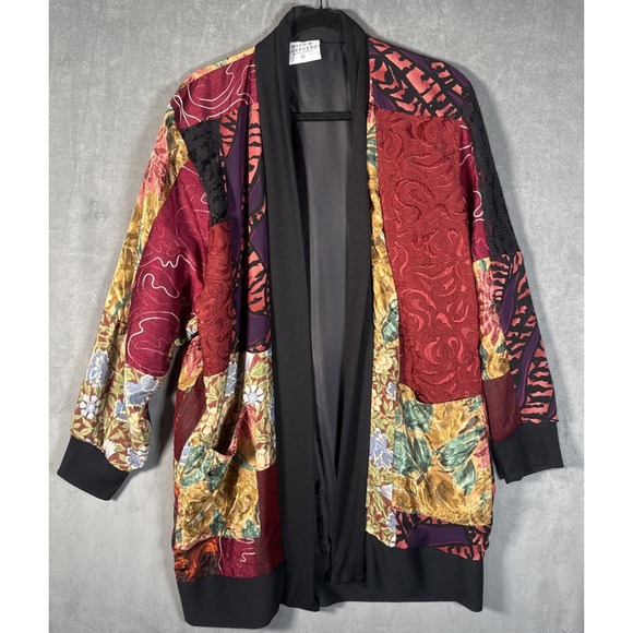 Maggie Shepherd Australia‎ Patchwork Jacket Topper Women's M Boho Artsy Vtg 90s